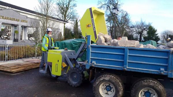 Able Tools Ecovolve Battery Dumper Loads Dumptruck, High Tip Battery Buggy from Able Tool Ecovolve ED1000 Available for Sale or Rental Able Tool CT or Able Tool MA